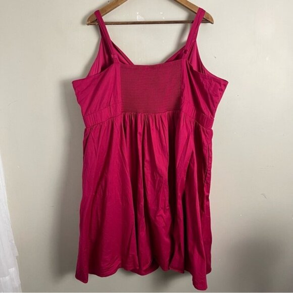 Torrid Mini Poplin Tie-Front Skater Dress in Cherries Jubilee pink size 4X - Picture 5 of 13